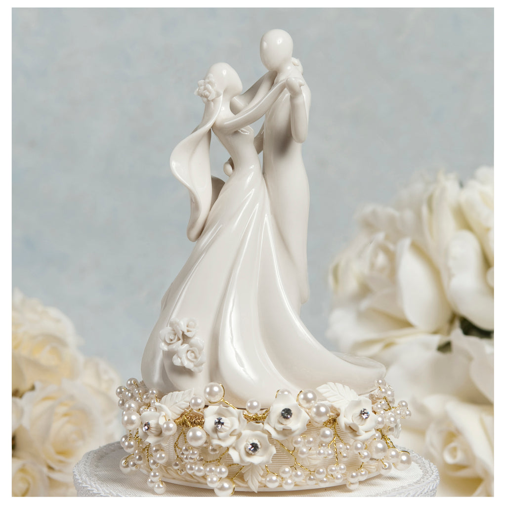 Stylized Dancing Rose Pearl Wedding Cake Topper - Wedding Collectibles