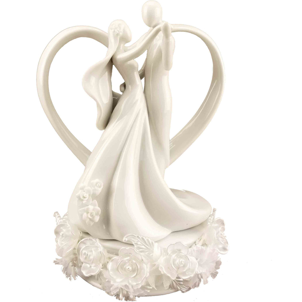 Iridescent Rose Pearl and Heart Wedding Cake Topper - Wedding Collectibles