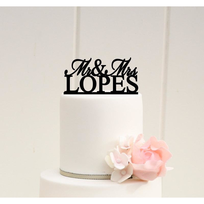 Personalized Mr and Mrs Wedding Cake Topper with YOUR Last Name - Wedding Collectibles