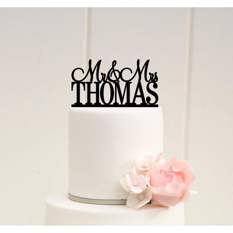 Wedding Cake Topper Mr and Mrs Topper Design With YOUR Last Name - Wedding Collectibles