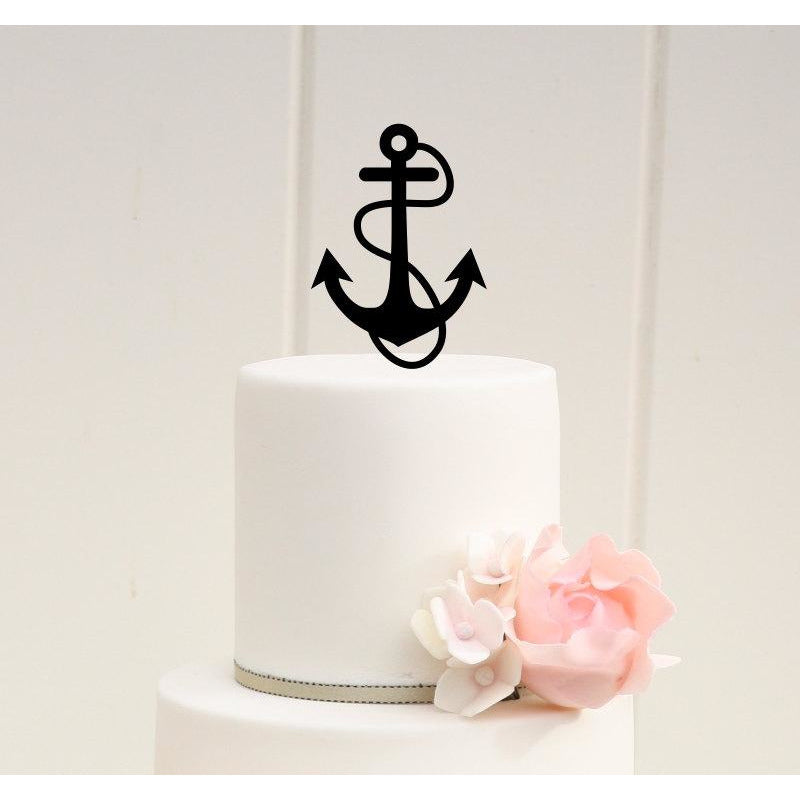 Anchor with Rope Wedding Cake Topper - Nautical Beach Cake Topper - Wedding Collectibles