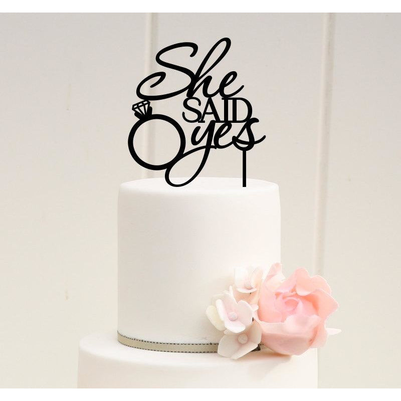She Said Yes Cake Topper - Bridal Shower Cake Topper - Wedding Collectibles