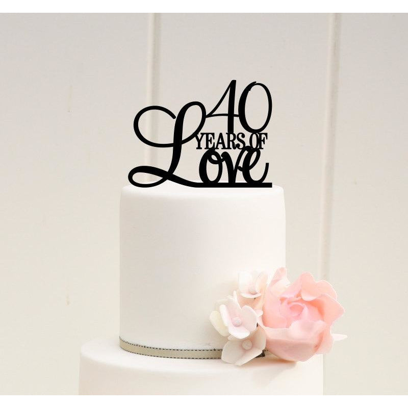 40th Anniversary Cake Topper - 40th Birthday Cake Topper - 40 Years of Love Topper - Wedding Collectibles