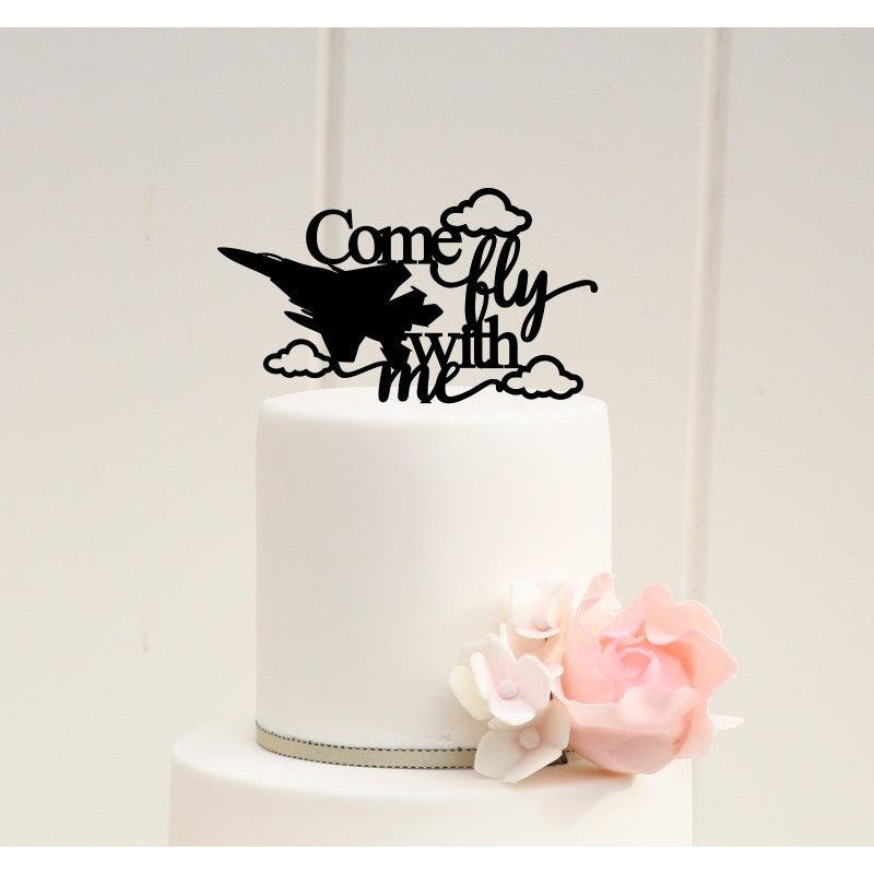 Jet Plane Wedding Cake Topper Fighter Jet Come Fly With Me Cake Topper - Wedding Collectibles