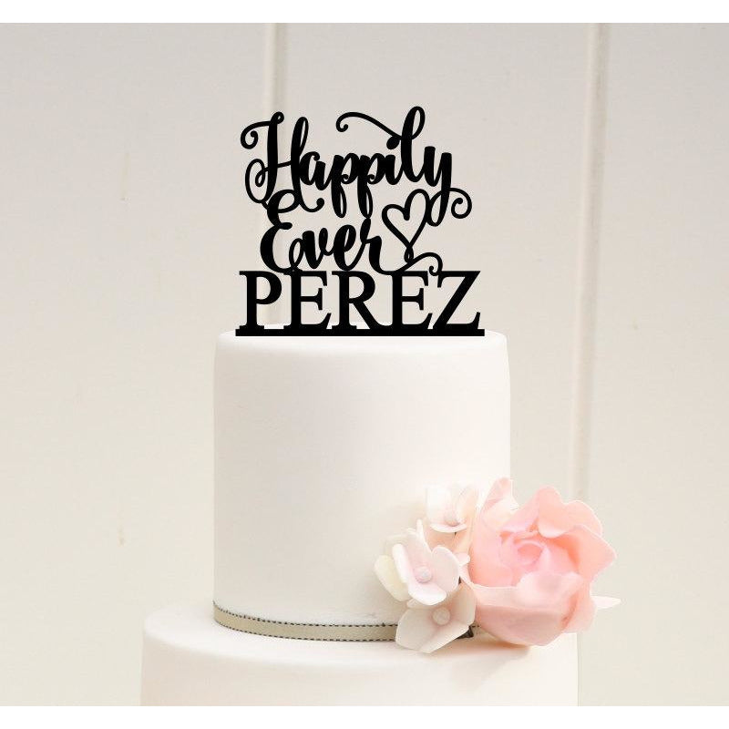 Happily Ever After Wedding Cake Topper with Your Last Name - Wedding Collectibles