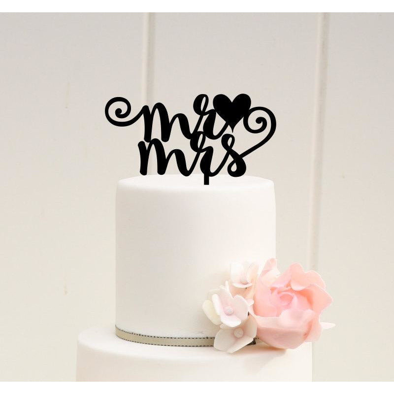 Mr and Mrs with Heart Wedding Cake Topper - Custom Cake Topper - Wedding Collectibles