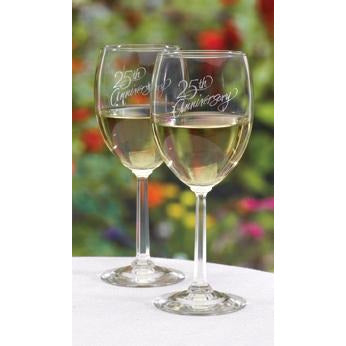 25th Anniversary Wine Glasses - Wedding Collectibles