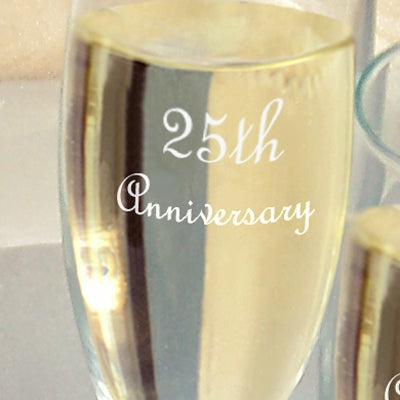 25th Wedding Anniversary Flutes & Cake Server Set - Wedding Collectibles