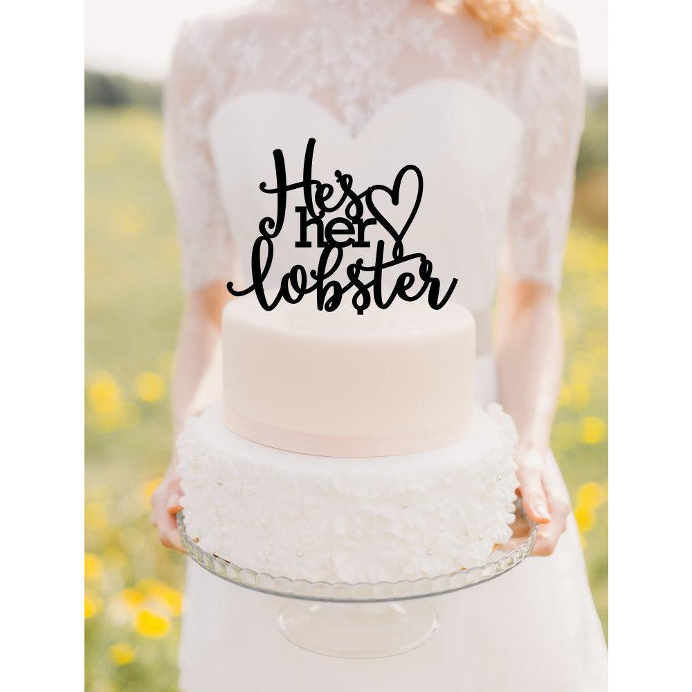 He's Her Lobster Wedding Cake Topper - Custom Cake Topper - Wedding Collectibles