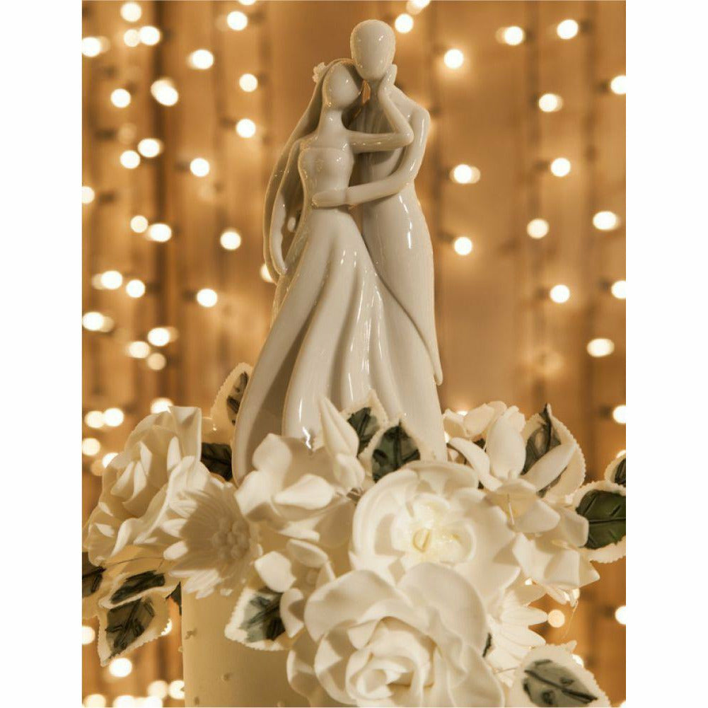Silhouette of Love Wedding Cake Topper Figurine - Bride and Groom (White) - Wedding Collectibles