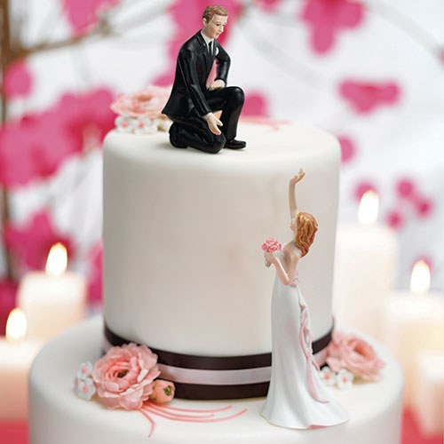Reaching Bride and Helpful Groom Wedding Cake Topper - Wedding Collectibles