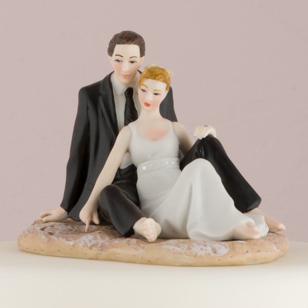 Romantic Wedding Couple Lounging on the Beach Figurine - Wedding Collectibles