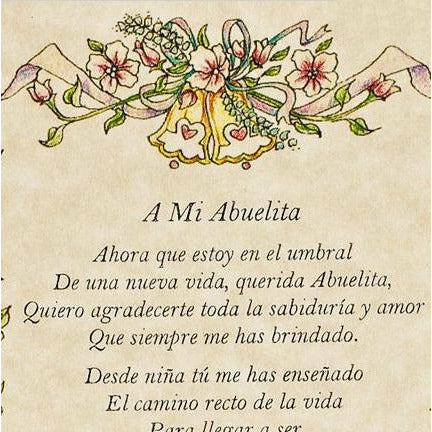 Personalized A Mi Abuelita Wedding Handkerchief in Spanish - Wedding Collectibles