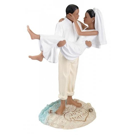 African-American Beach Couple Figurine Cake Topper - Wedding Collectibles
