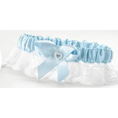 Blue Double Heart Garter Wide Lace - Wedding Collectibles