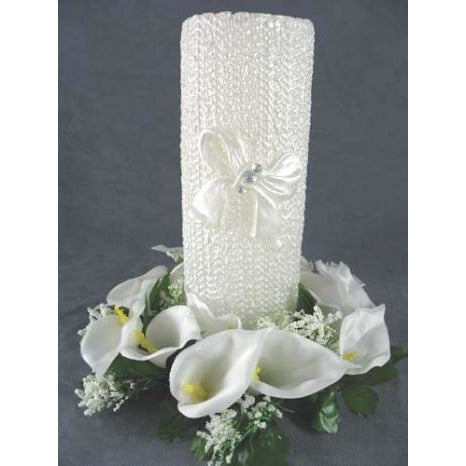 Calla Lily Wreath Candleholder with Wedding Unity Candle - Wedding Collectibles