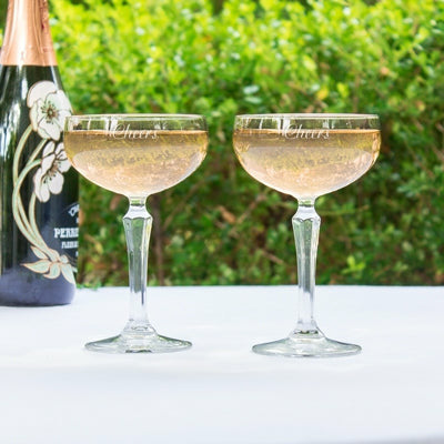 Cheers Champagne Coupe Toasting Flutes - Wedding Collectibles