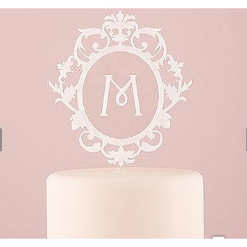 Classic Floating Monogram White Acrylic Cake Topper - Wedding Collectibles