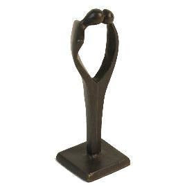 Couple Heart Bronze Sculpture Cakeside Figurine - Wedding Collectibles