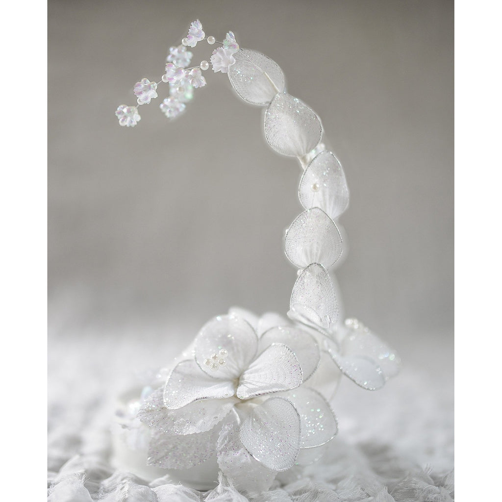 IVORY Vintage Glitter Flower Side Arch DIY Cake Topper Base - Wedding Collectibles