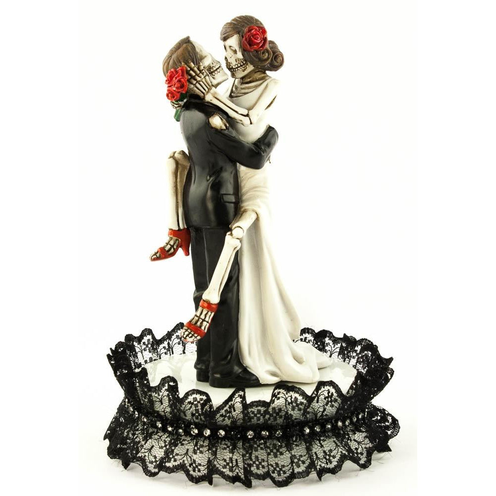 Black Lace Day of the Dead Sexy Skulls Wedding Cake Topper - Wedding Collectibles
