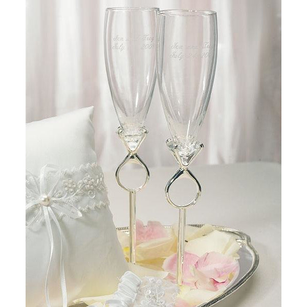 Diamond Toasting Flutes - Wedding Collectibles