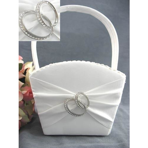 Double Rhinestone Rings Wedding Flowergirl Basket - Wedding Collectibles