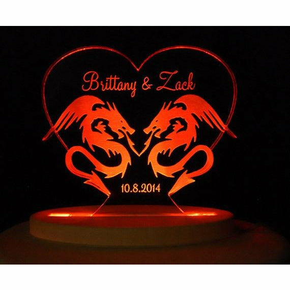 Dragon Love Light-Up Wedding Cake Topper - Wedding Collectibles