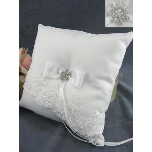 Elegant Embroidered Mantilla Lace Wedding Ring Bearer Pillow - Wedding Collectibles