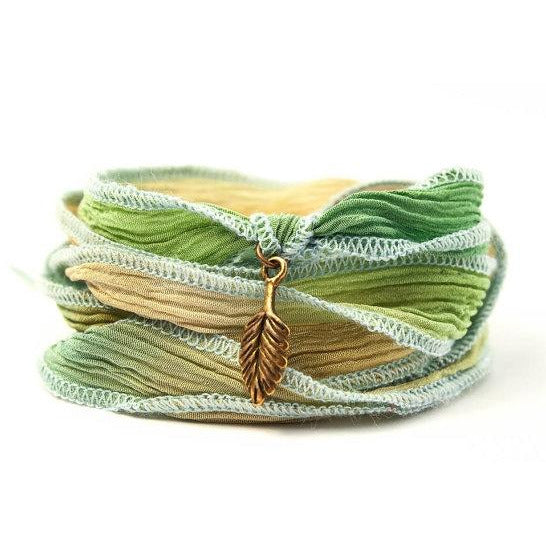Elven Leaf Jewelry, Silk Wrap Bracelet - Wedding Collectibles