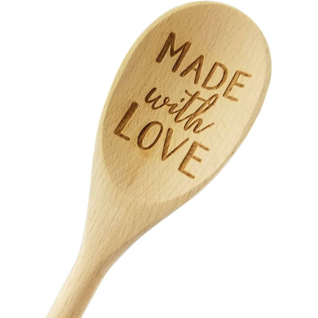 Engraved Made With Love Wood Spoon Gift - 14 inch- hostess gift, shower favor, engraved spoon, stocking stuffer - Wedding Collectibles
