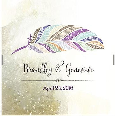 Feather Whimsy Personalized Clear Acrylic Block Cake Topper - Wedding Collectibles