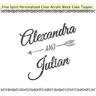 Free Spirit Personalized Clear Acrylic Block Cake Topper - Wedding Collectibles