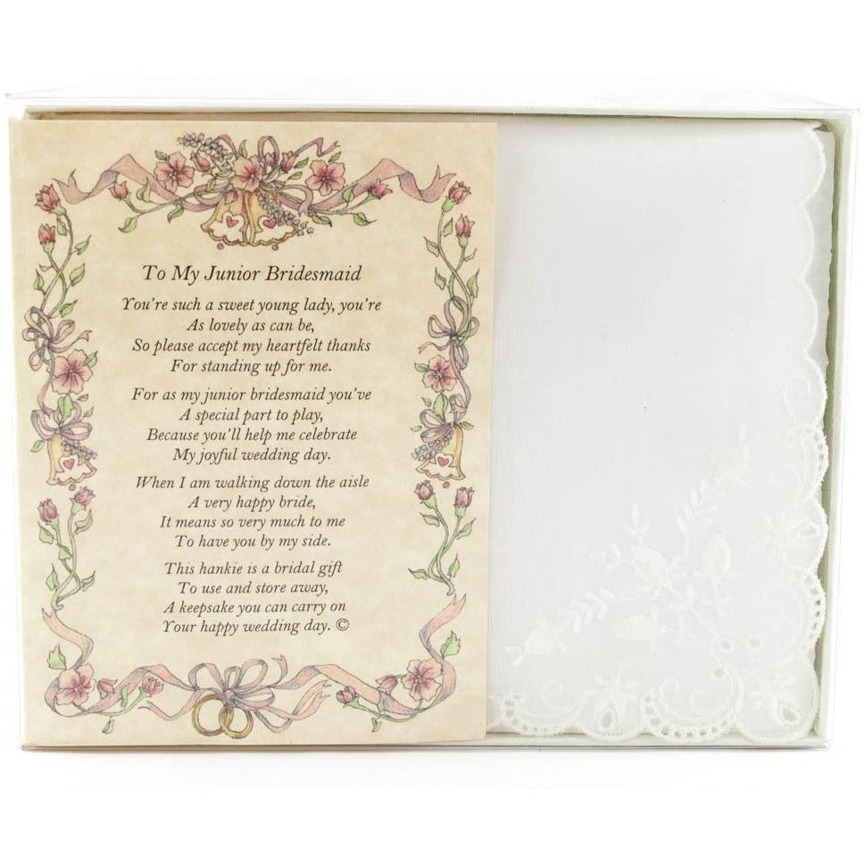 Personalized From The Bride to her Junior Bridesmaid Wedding Handkerchief - Wedding Collectibles