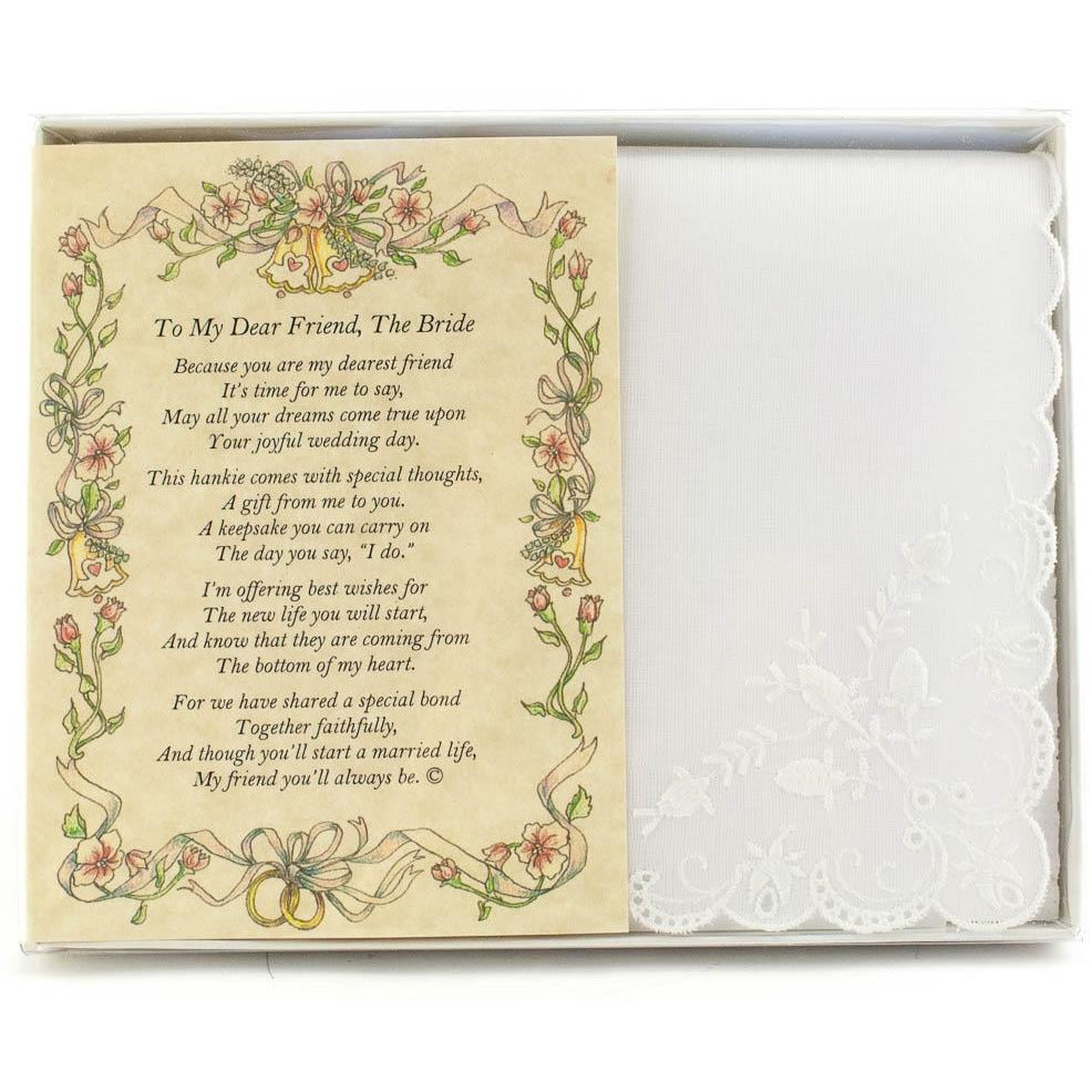 Personalized From a Friend to the Bride Wedding Handkerchief - Wedding Collectibles