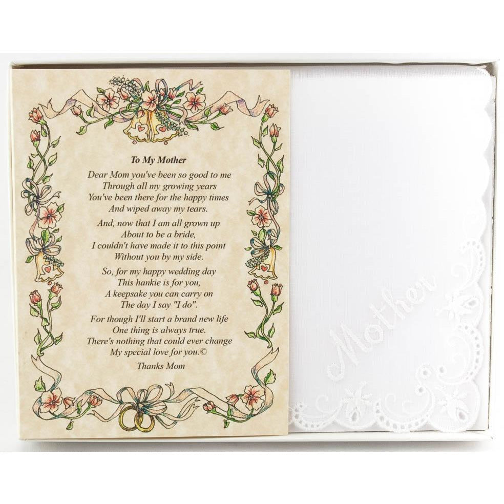 Personalized From the Bride to her Mother Wedding Handkerchief - Wedding Collectibles