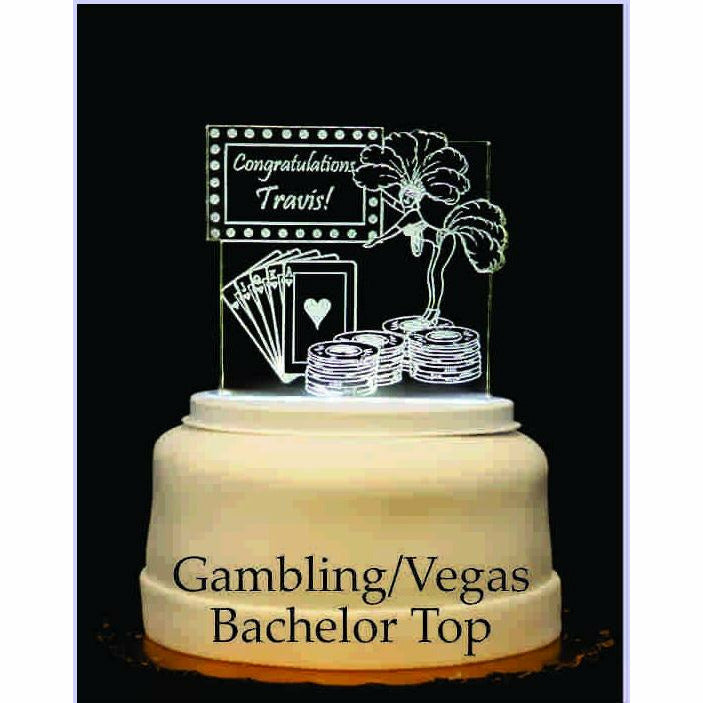 Gambling/Vegas Bachelor Light-Up Wedding Cake Topper - Wedding Collectibles