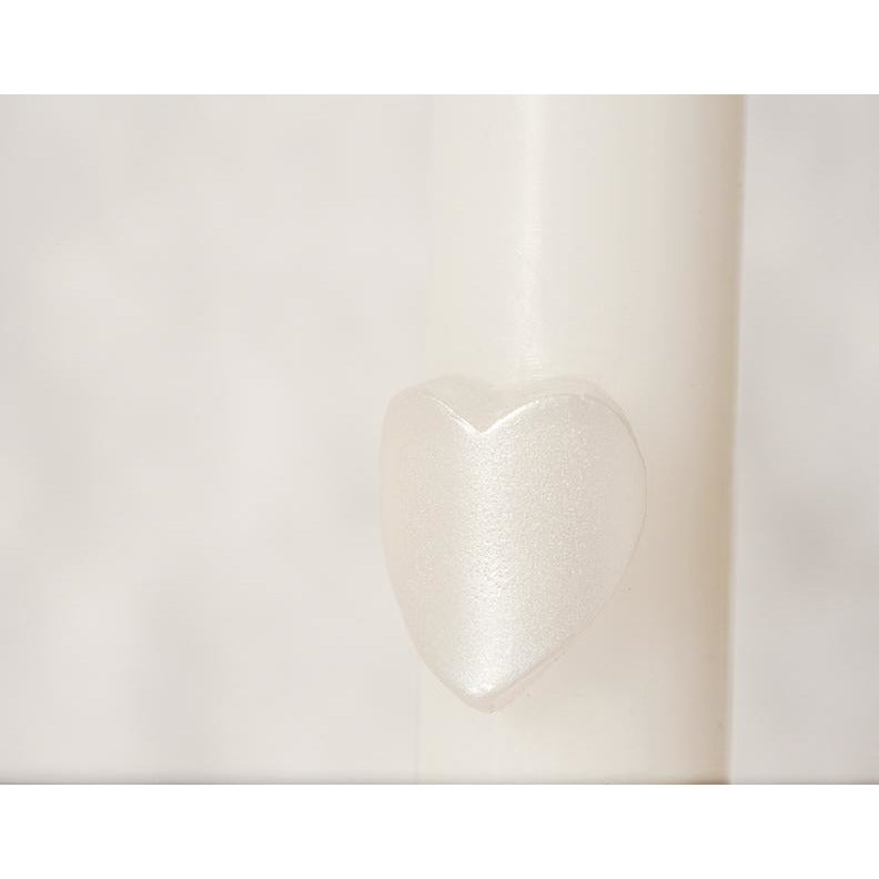 Carved Pearlized Heart Tapers (Set of 2) - Wedding Collectibles