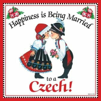 Happiness Married to a Czech Magnet Wedding Gift - Wedding Collectibles