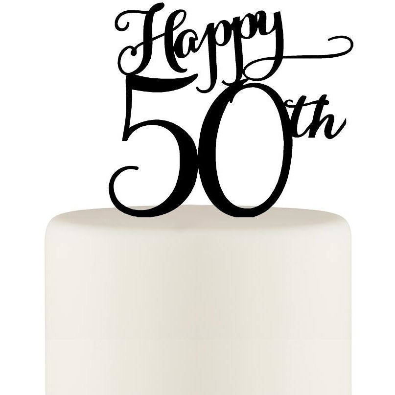 Happy 50th Birthday or 50th Anniversary Cake Topper - Wedding Collectibles