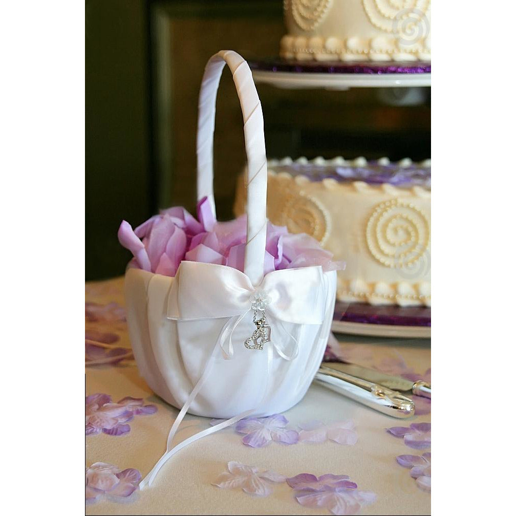 Heart Charm Wedding Flowergirl Basket - Wedding Collectibles