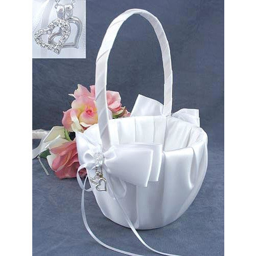 Heart Charm Wedding Flowergirl Basket - Wedding Collectibles