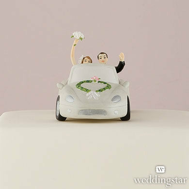 "Honeymoon Bound" Couple in Car Cake Topper - Wedding Collectibles
