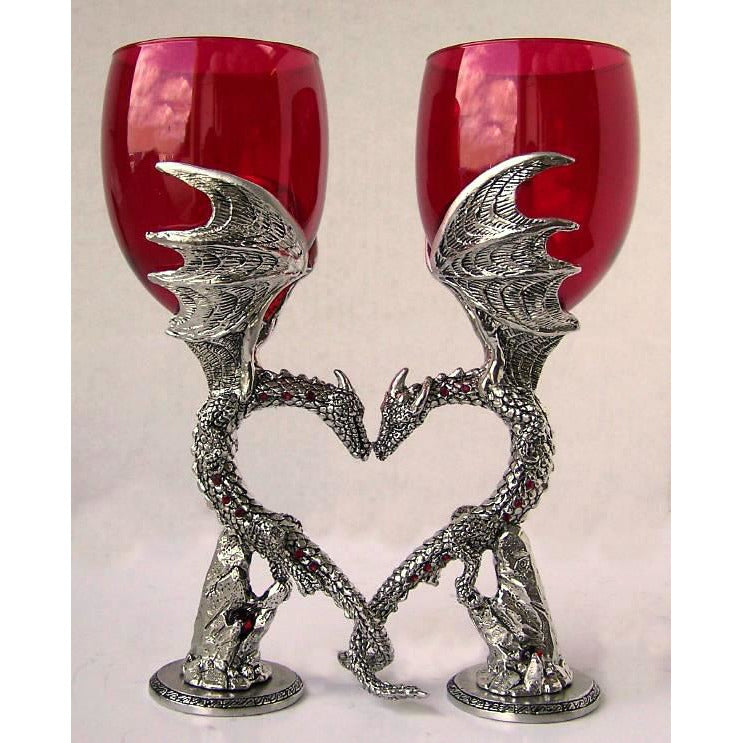 Dragon Heart Wing Wine Wedding Toasting Glasses Set - Wedding Collectibles