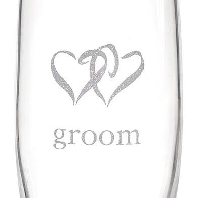 Linked Heart Bride & Groom Flutes - Wedding Collectibles