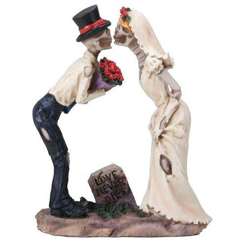 Love Never Dies Skulls Wedding Kiss Wedding Cake Topper - Wedding Collectibles
