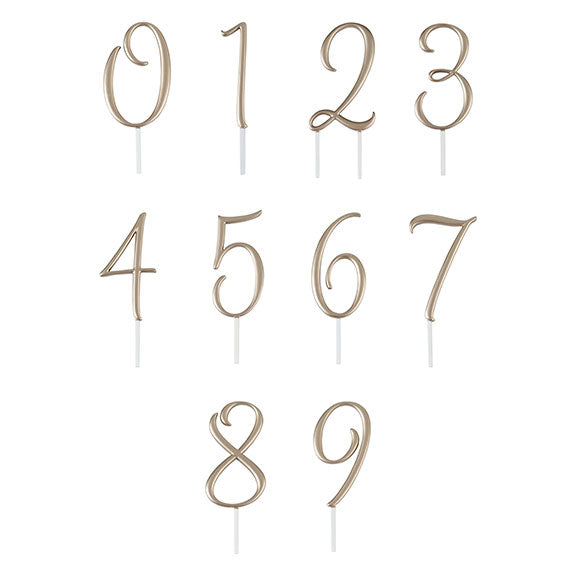Gold Script Number Monogram Cake Topper (Numbers 0-9) - Wedding Collectibles