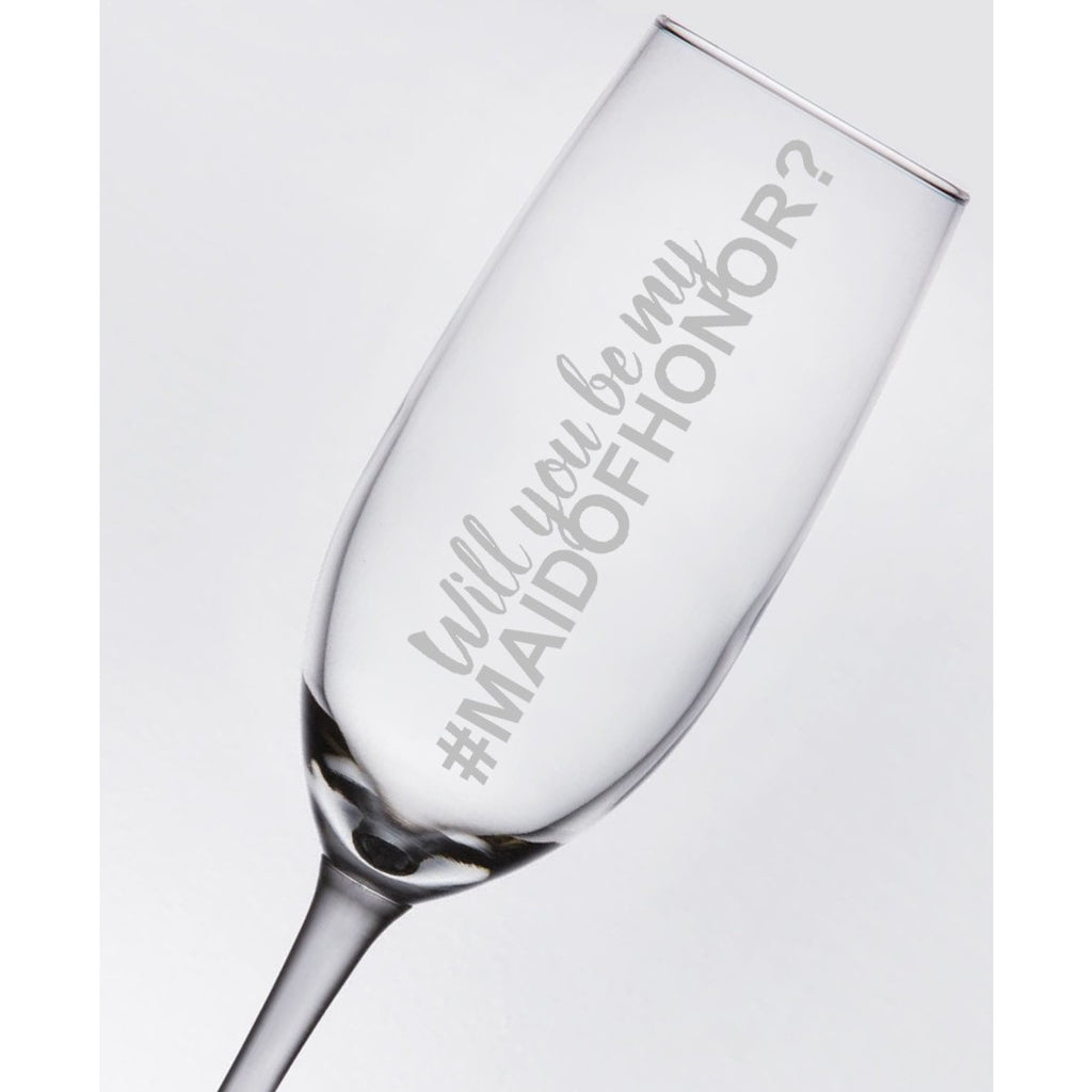 Maid of Honor Toasting Glass - Will You Be My Maid of Honor Champagne Flute - (ONE) Engraved Toasting Flute - Will You Be My #Maid of Honor - Maid of Honor Proposal - Bridal Party Gift - Wedding Collectibles