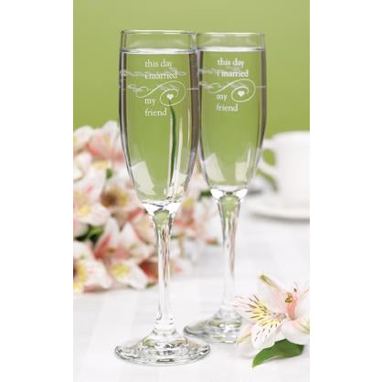 Married My Friend Flutes - Wedding Collectibles