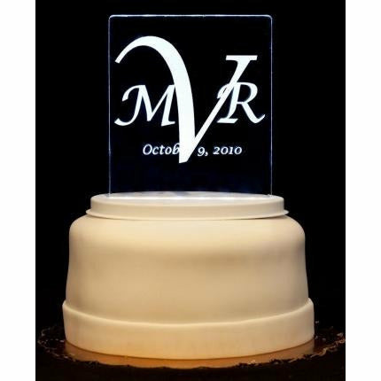 Monogram Contemporary Light-Up Wedding Cake Topper - Wedding Collectibles